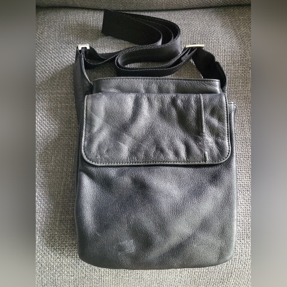 Tumi Black Leather Crossbody Bag